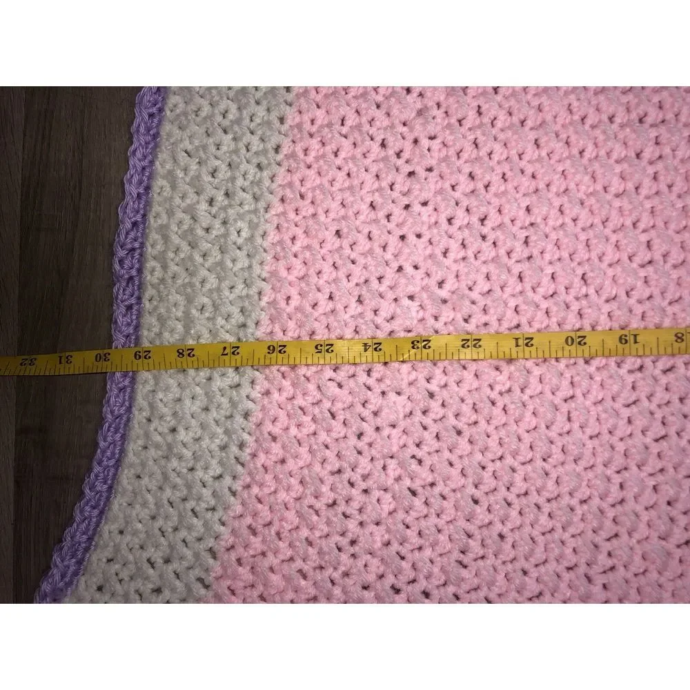 Baby Blanket Handmade Knit‎ Lap Throw Pink Purple 40x30